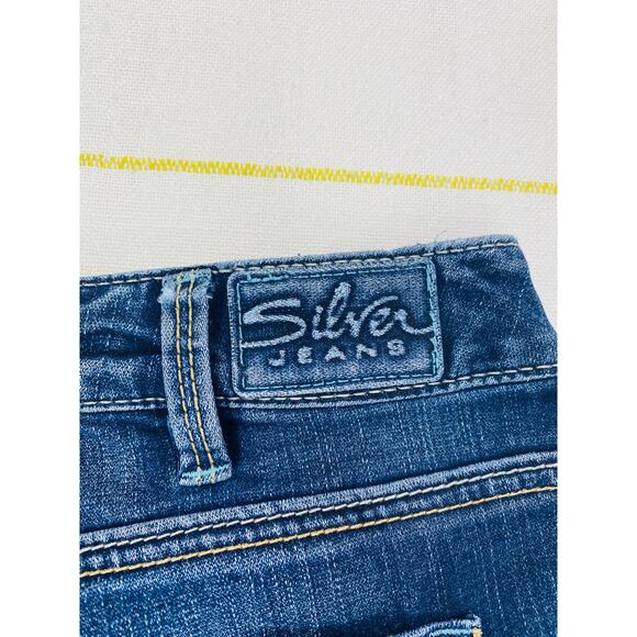 Silver Jeans Aiko Mid Rise Bootcut Jeans Distressed Women 31 Stretch 35" Inseam - Picture 6 of 9